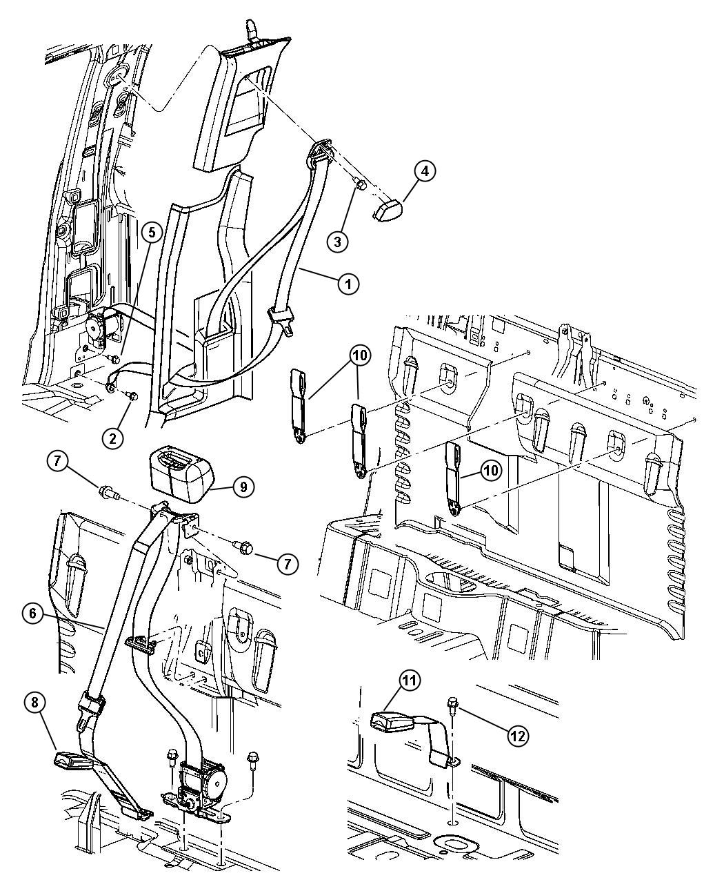 Seat Belts Rear. Diagram