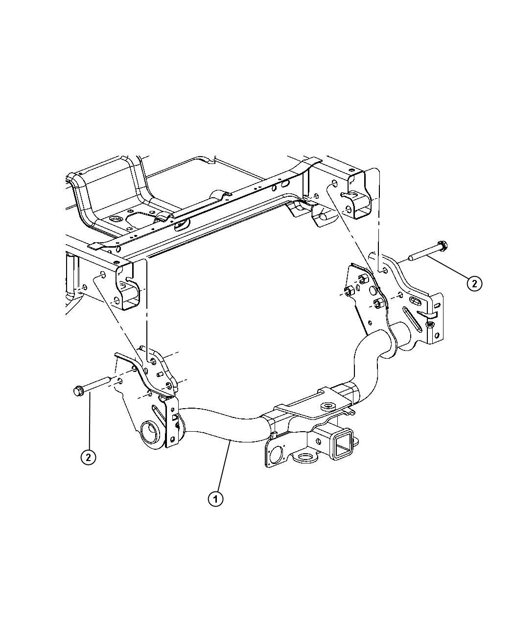 Tow Hooks and Hitches, Rear. Diagram