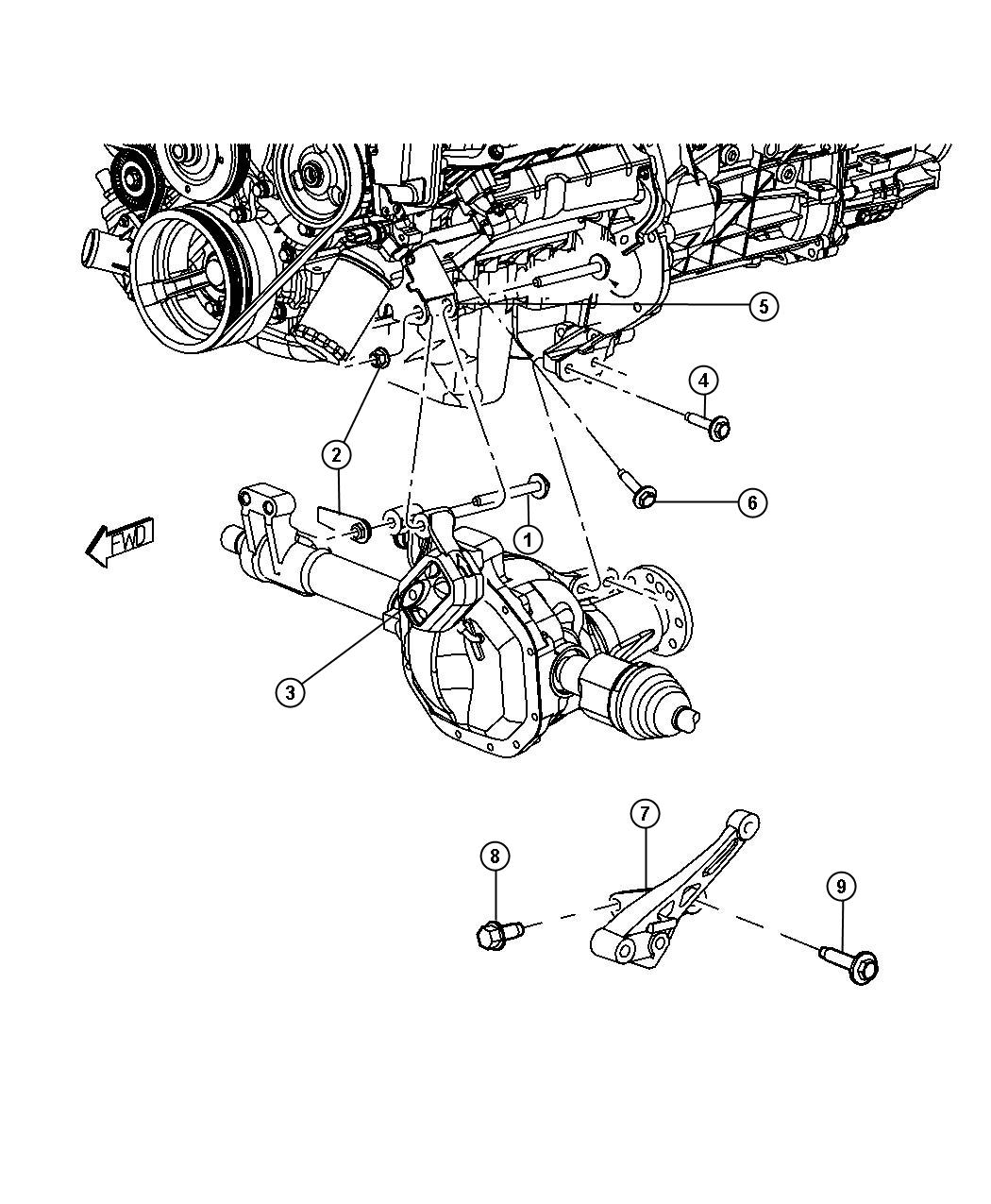 Diagram Engine Mounting Left Side 4WD 3.7L [3.7L V6 Engine]. for your 2000 Chrysler 300  M 