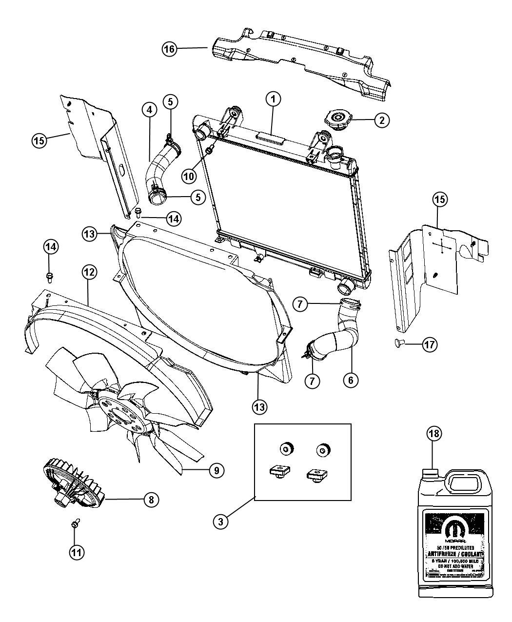 Radiator and Related Parts Gas. Diagram