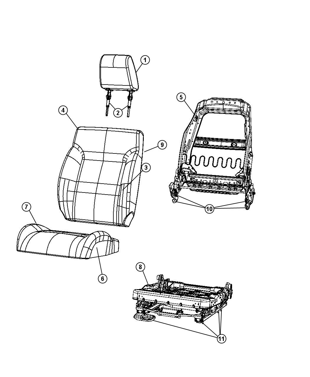 Diagram Front Seat - Bucket -Trim Code [K7]. for your Dodge