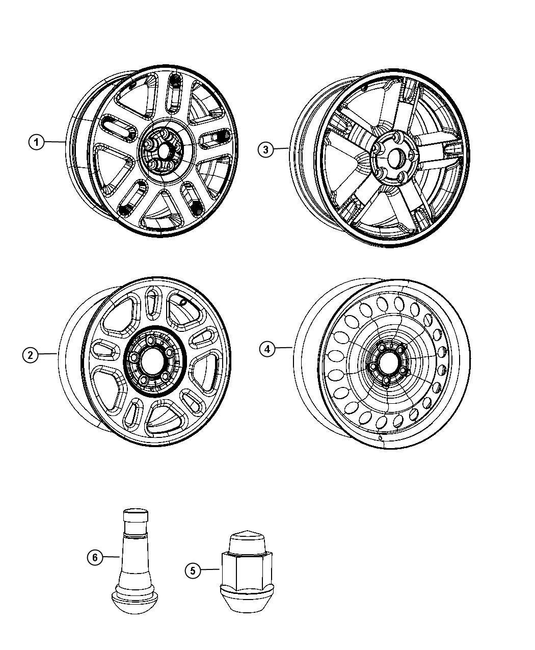 Diagram Wheels and Hardware. for your Dodge NITRO  