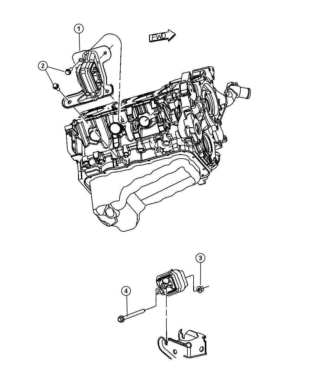 Diagram Engine Mounting Right Side RWD/2WD 3.7L [3.7L V6 Engine]. for your 2000 Chrysler 300  M 