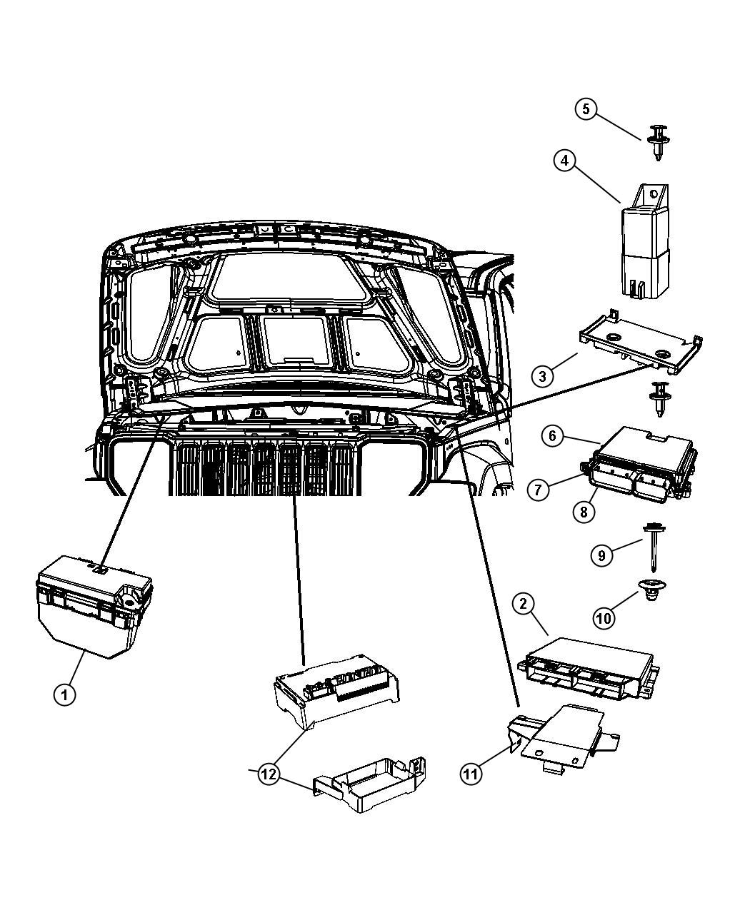 Diagram Modules Engine Compartment. for your 1998 Dodge Ram 2500   