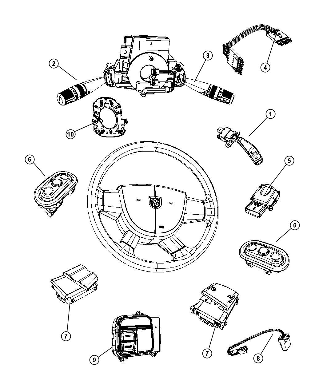 Diagram Switches Steering Column and Wheel. for your Jeep