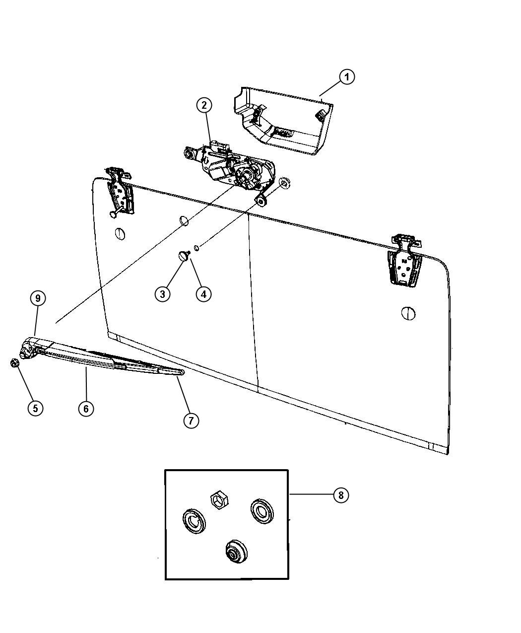 Diagram Rear Wiper System. for your Jeep