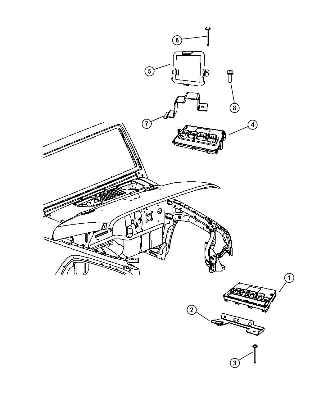 Diagram Modules Engine Compartment. for your 1998 Dodge Ram 2500   