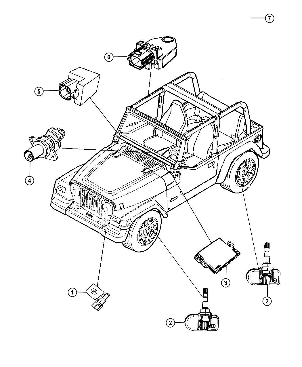 Diagram Sensors - Body. for your 2011 Jeep Wrangler   