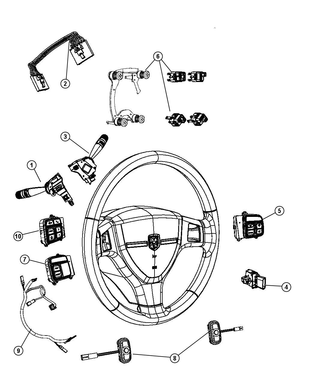 Diagram Switches Steering Column and Wheel. for your 2007 Chrysler Sebring   