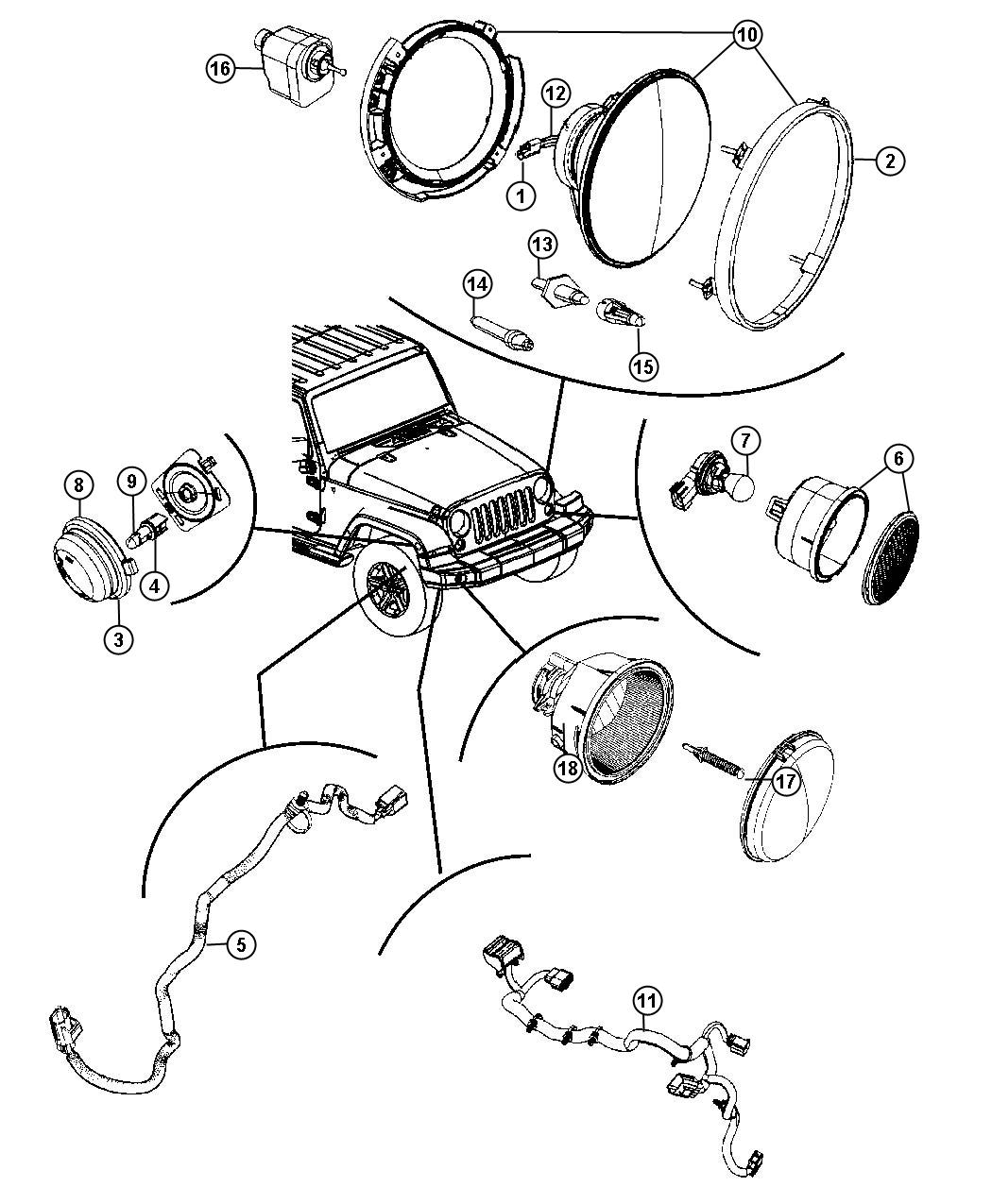 Diagram Lamps - Front. for your Jeep Wrangler  