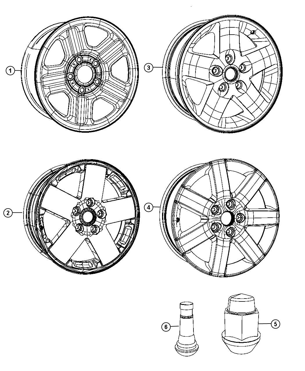 Diagram Wheels and Hardware. for your 2022 Jeep Renegade   