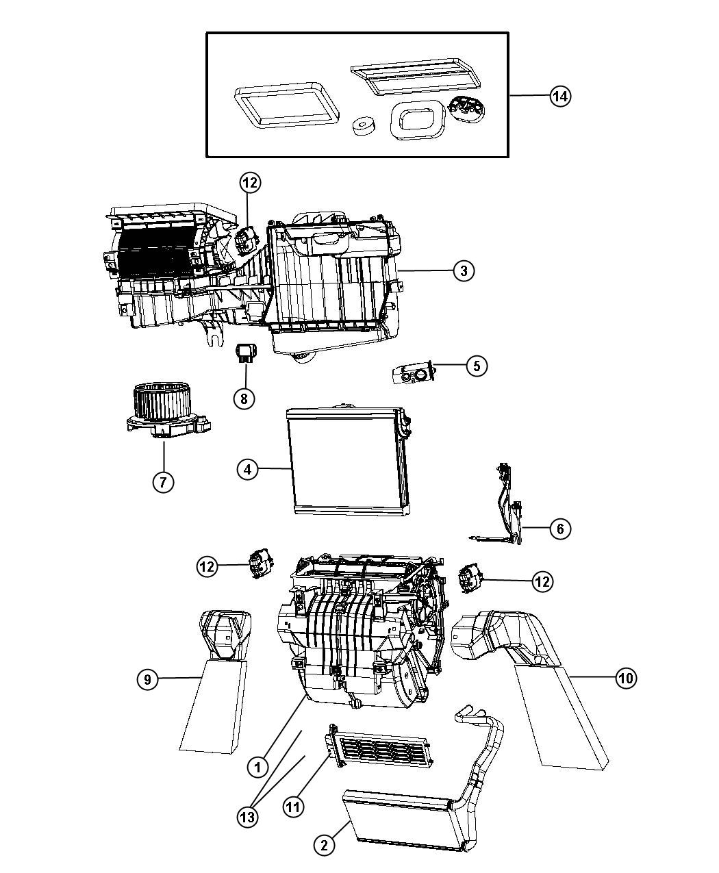 Diagram A/C and Heater Unit [RHD]. for your Jeep Wrangler  