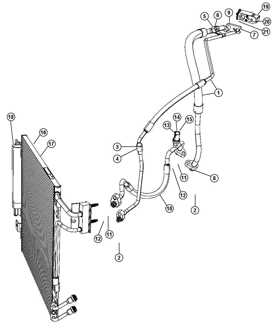 Diagram A/C Plumbing 3.8L [3.8L V6 SMPI Engine]. for your 2014 Jeep Wrangler   