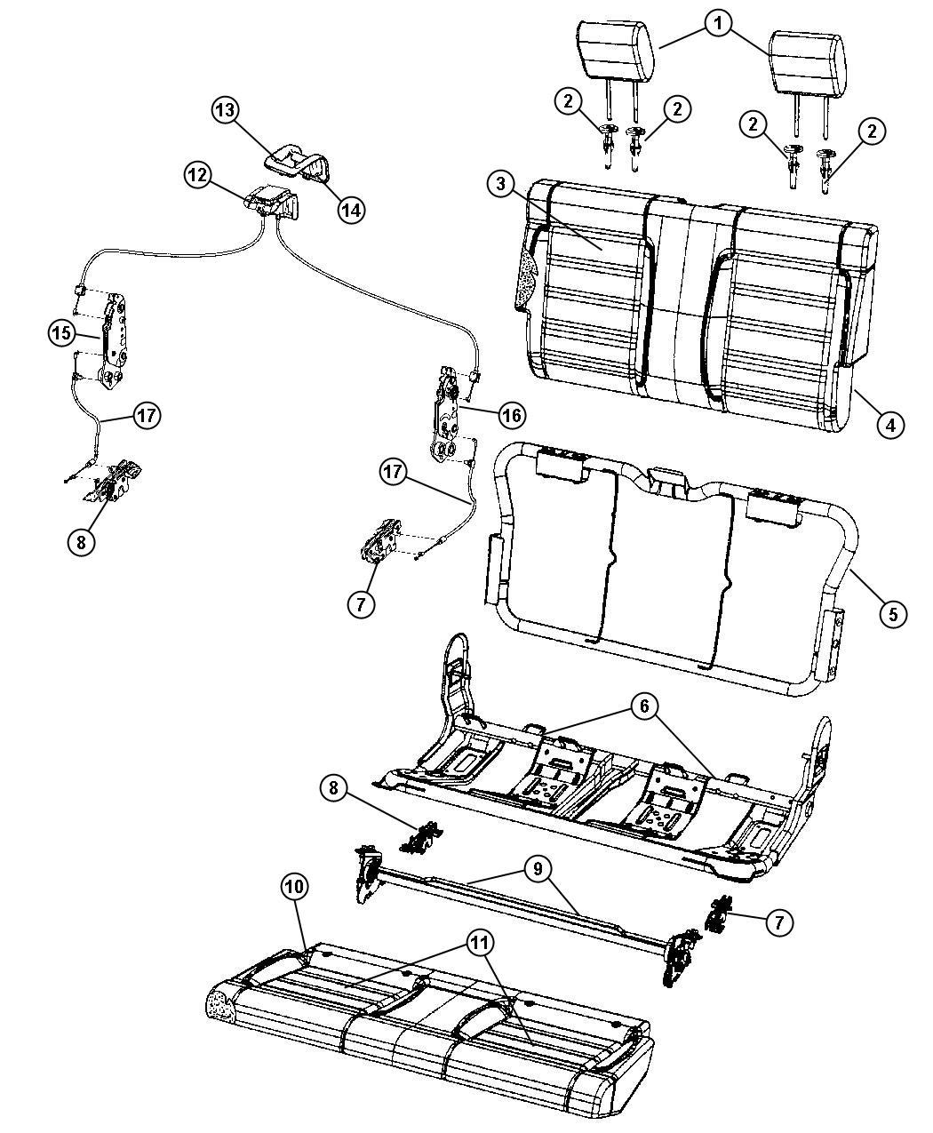 Rear Seat - Bench - Trim Code [A7]. Diagram