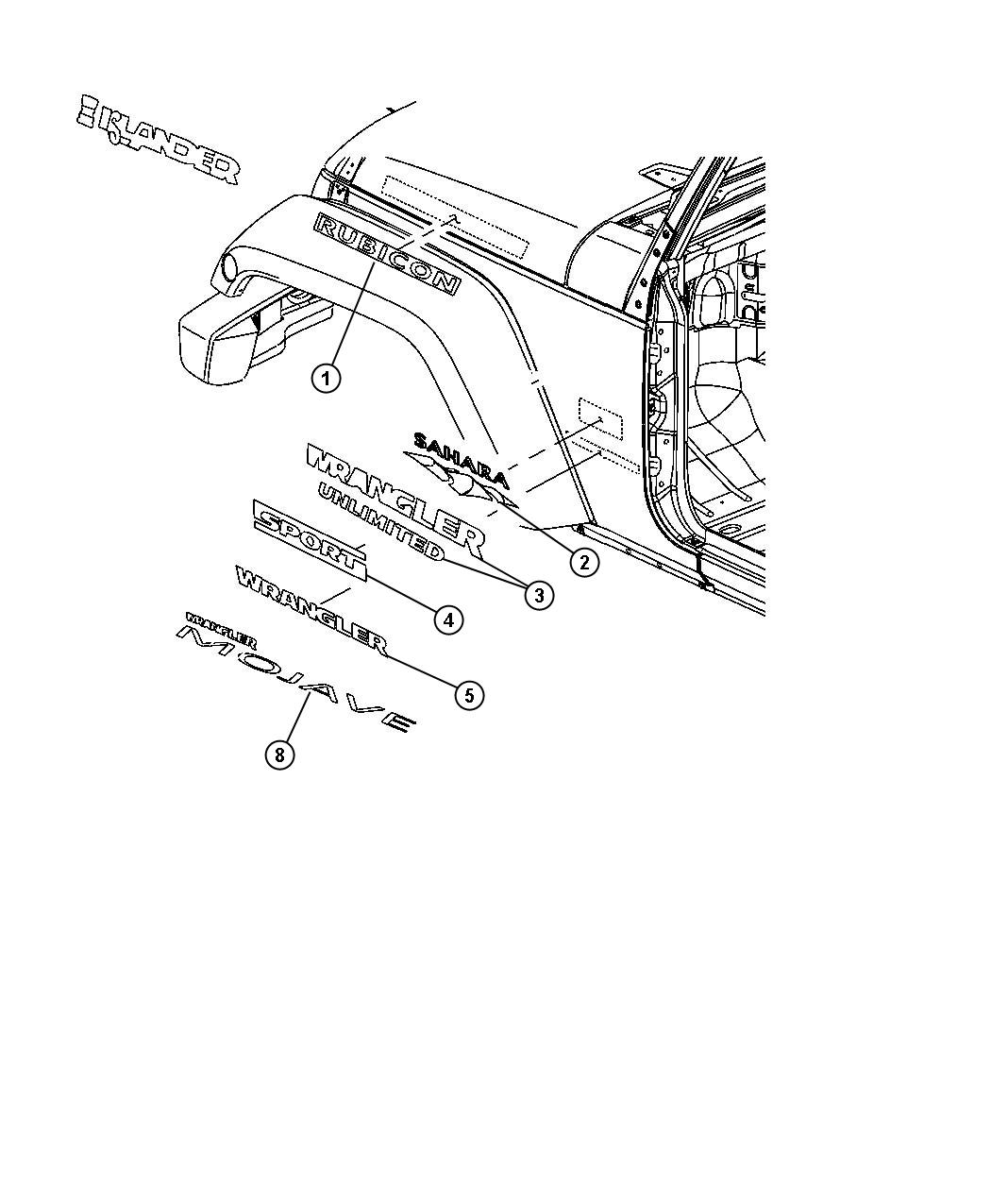 Diagram Decals and Tape Stripes. for your Jeep Wrangler  