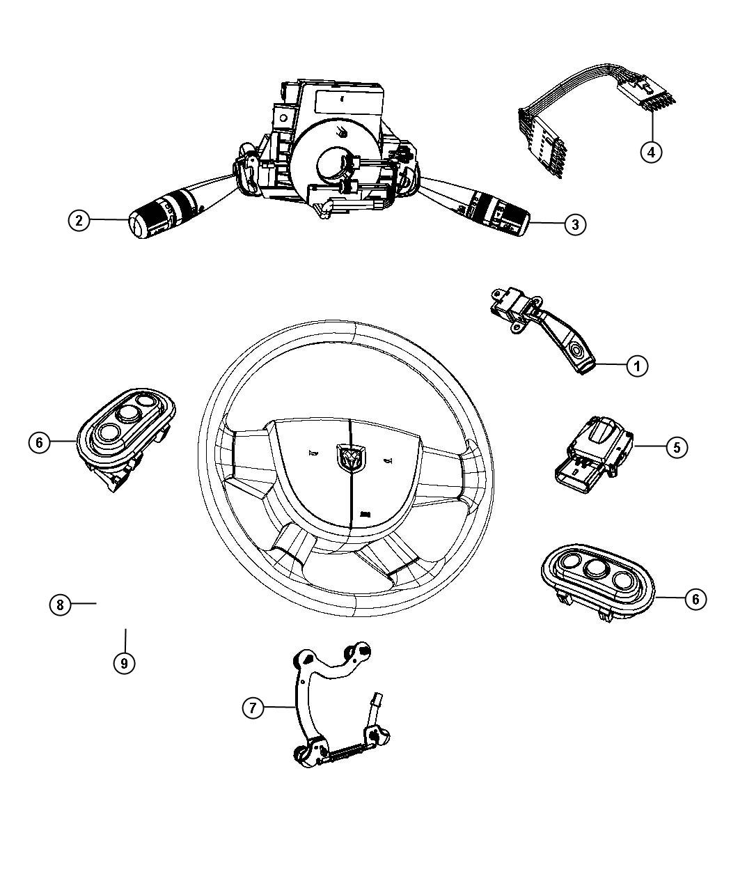 Diagram Switches Steering Column and Wheel. for your 2011 Chrysler Sebring   