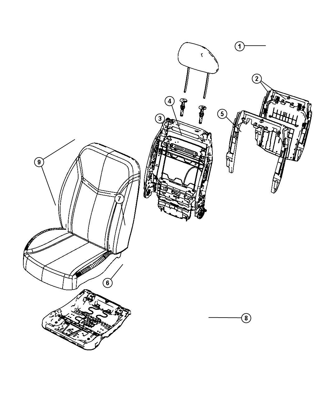 Diagram Front Seat - Bucket - Trim Code [C7]. for your Dodge