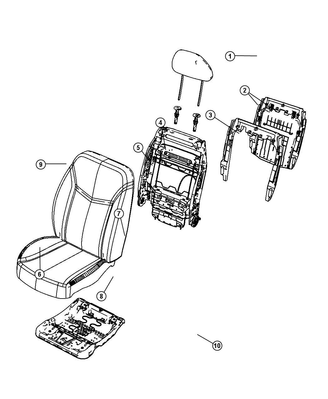 Diagram Front Seat - Bucket - Trim Code [CL]. for your Dodge