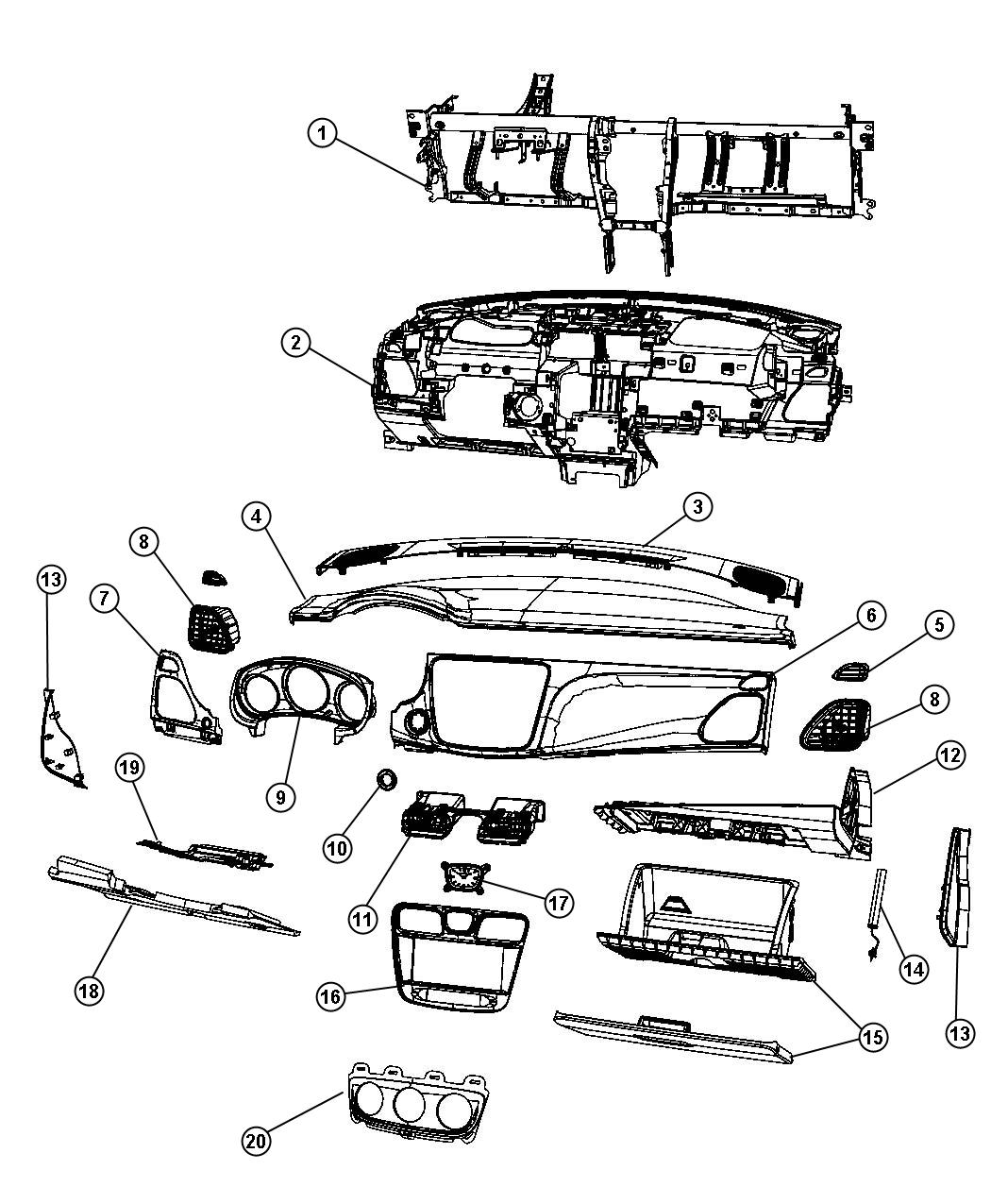 Diagram Instrument Panel Trim-Chrysler. for your Chrysler