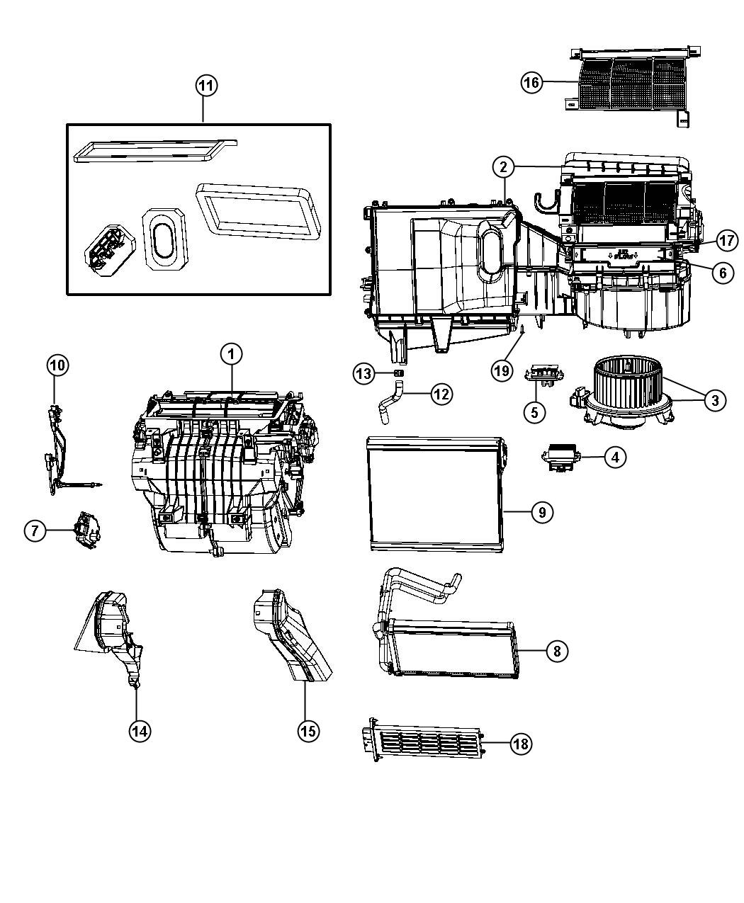 Diagram A/C and Heater Unit. for your 2021 Jeep Wrangler   