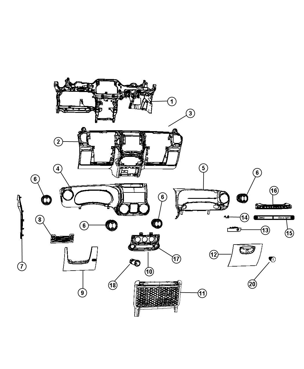 Diagram Instrument Panel. for your 2014 Dodge Journey  R/T RALLYE 