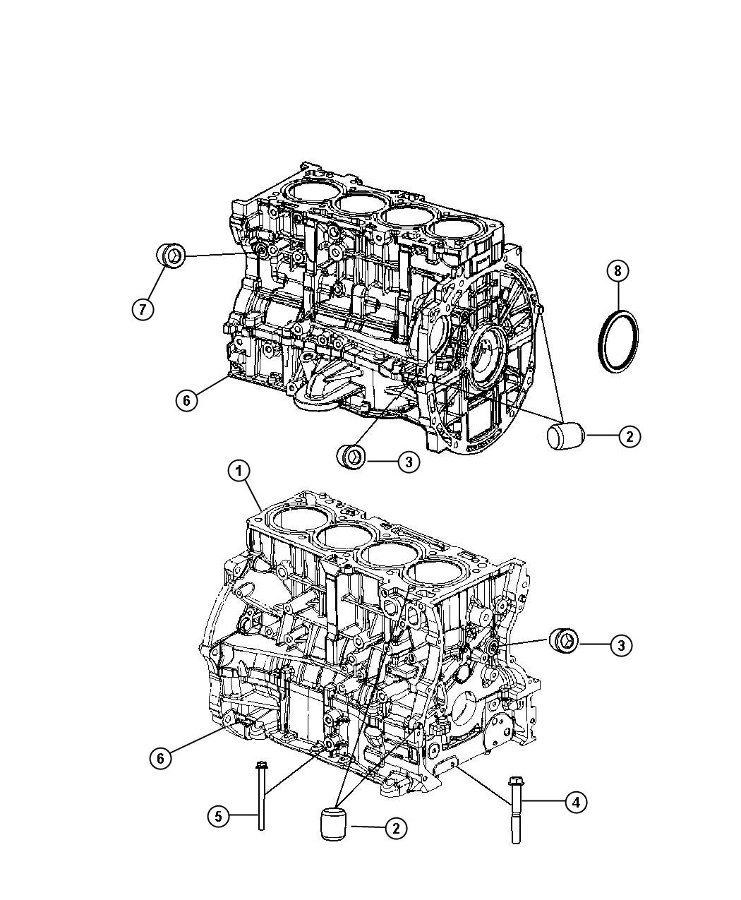 Diagram Engine Cylinder Block And Hardware 2.4L [2.4L I4 DOHC 16V DUAL VVT ENGINE]. for your Dodge Avenger  