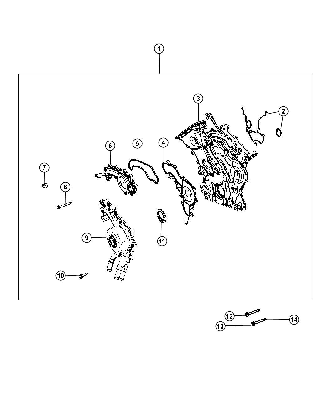 Diagram Timing Case Cover 3.6L [3.6L Mid V6 Engine]. for your 2022 Jeep Grand Cherokee   