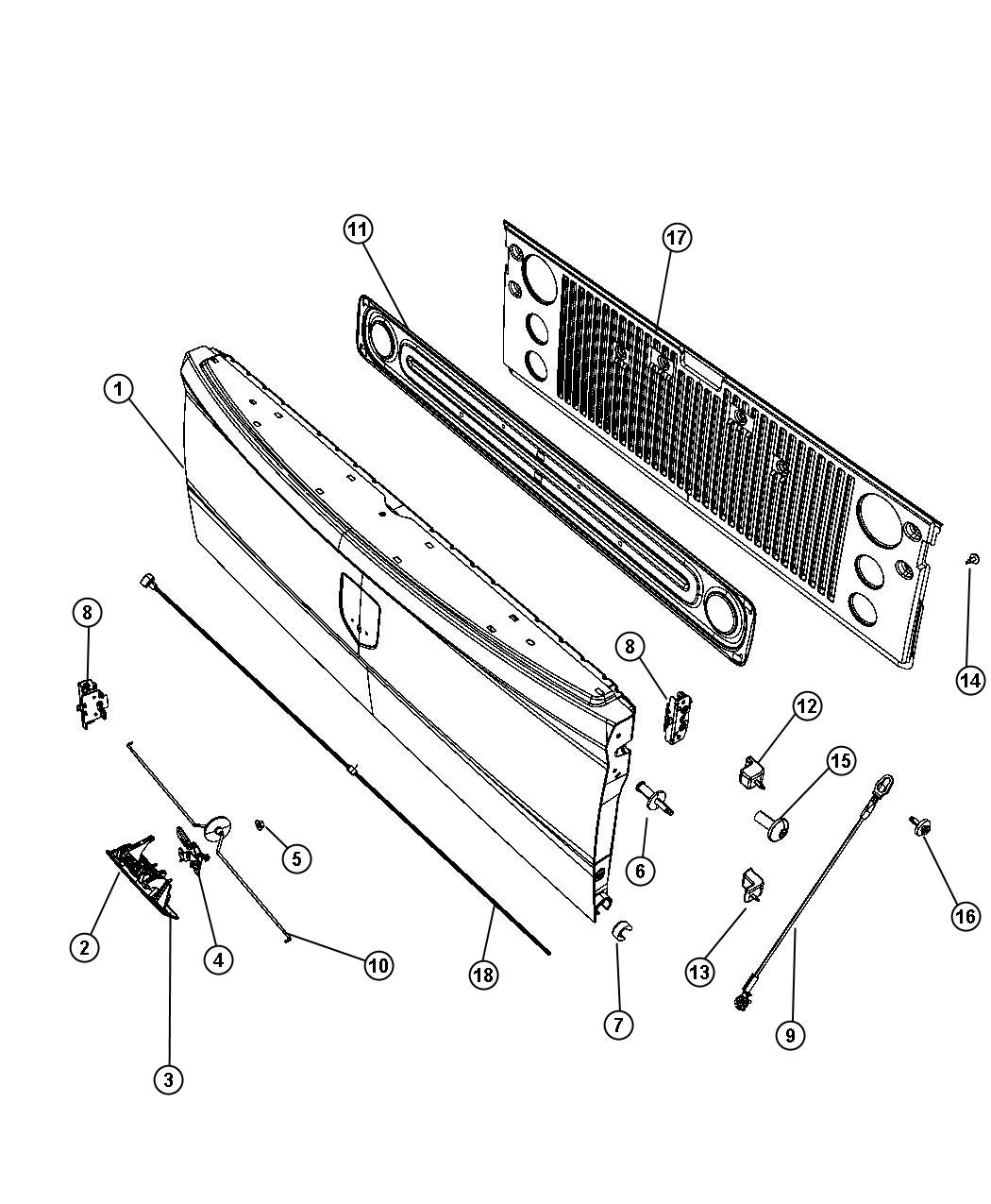 Diagram Tailgate. for your 2010 Dodge Ram 1500  ST EXTENDED CAB 