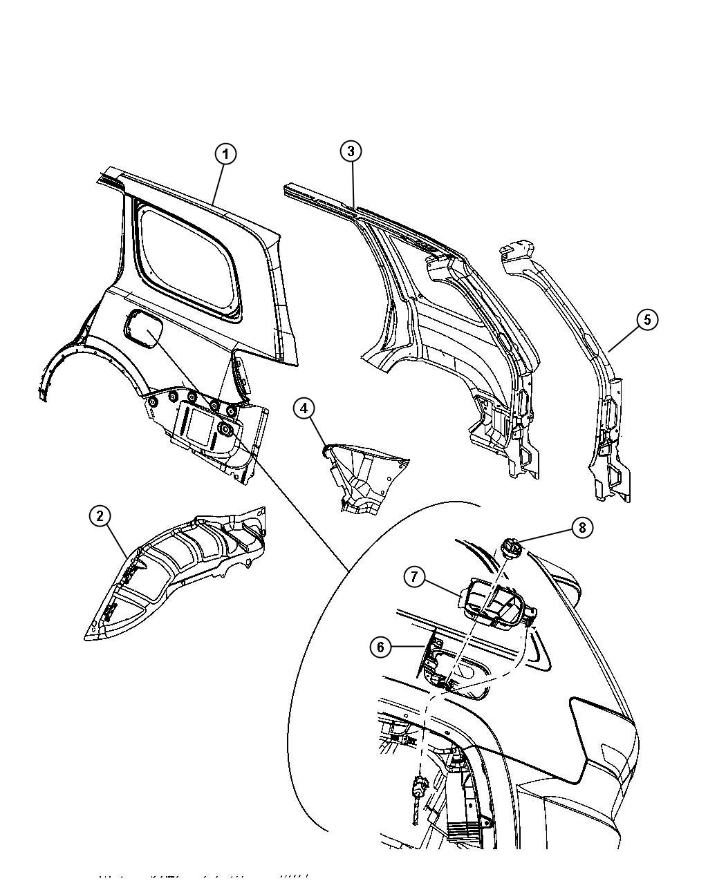 Diagram Quarter Panel. for your 2014 Jeep Grand Cherokee   