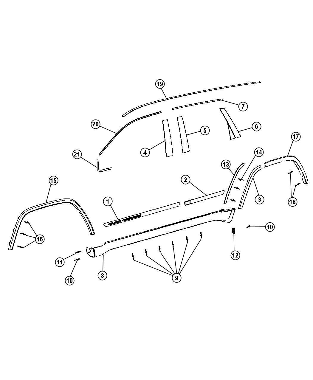 Diagram Exterior Ornamentation. for your Jeep