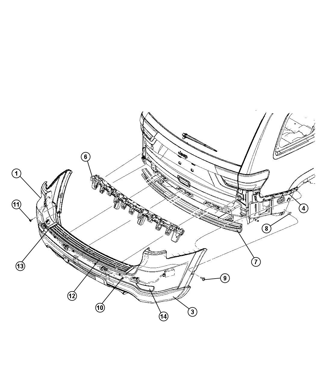 Diagram Fascia, Rear. for your 2011 Jeep Compass   