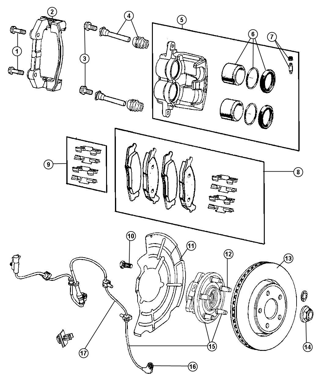 Diagram Brakes, Front. for your 2001 Chrysler 300  M 