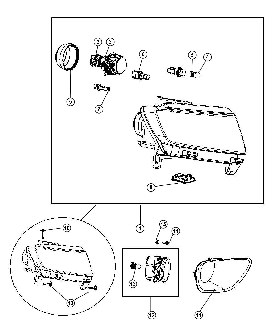 Diagram Lamps Front. for your 1999 Chrysler 300  M 