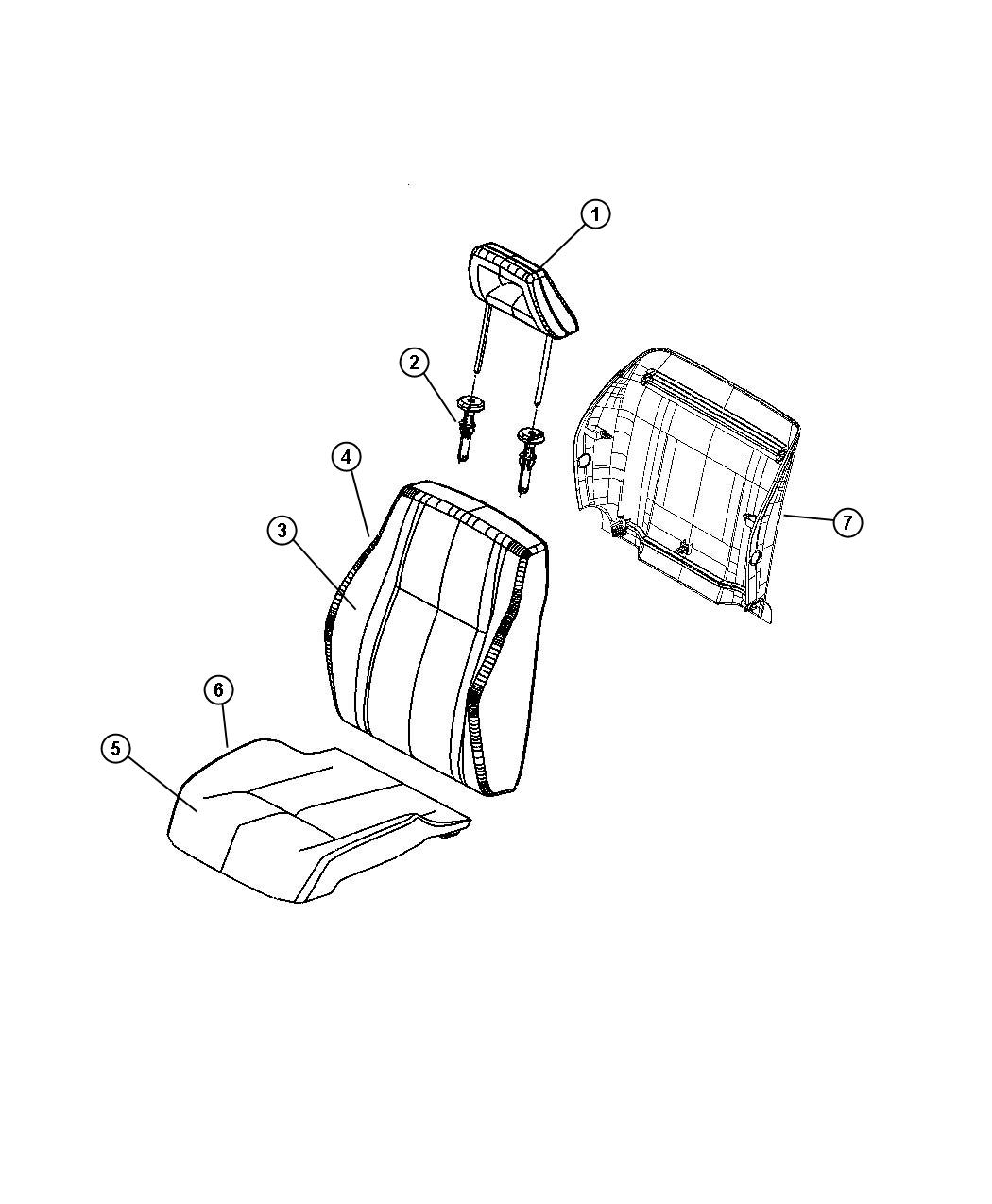 Diagram Front Seat - Bucket -Trim Code [E6]. for your Jeep