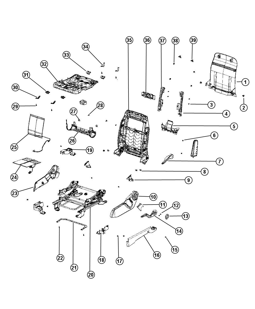 Adjusters, Recliners and Shields - Driver Seat - Manual. Diagram