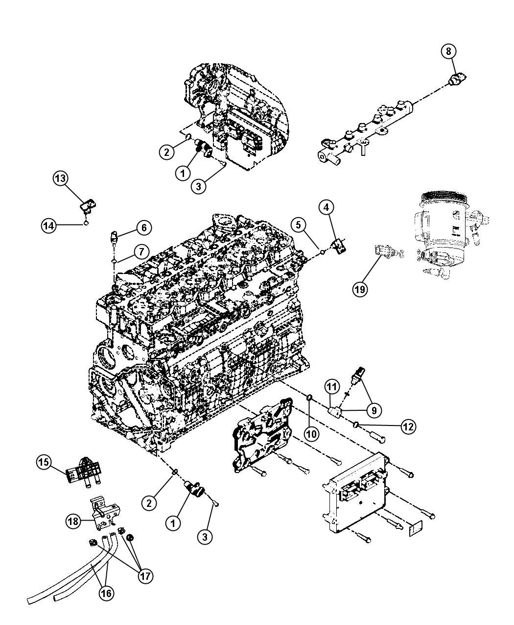 Diagram Sensors Engine. for your 2011 Ram 2500  ST REG CAB 8 FT BOX 