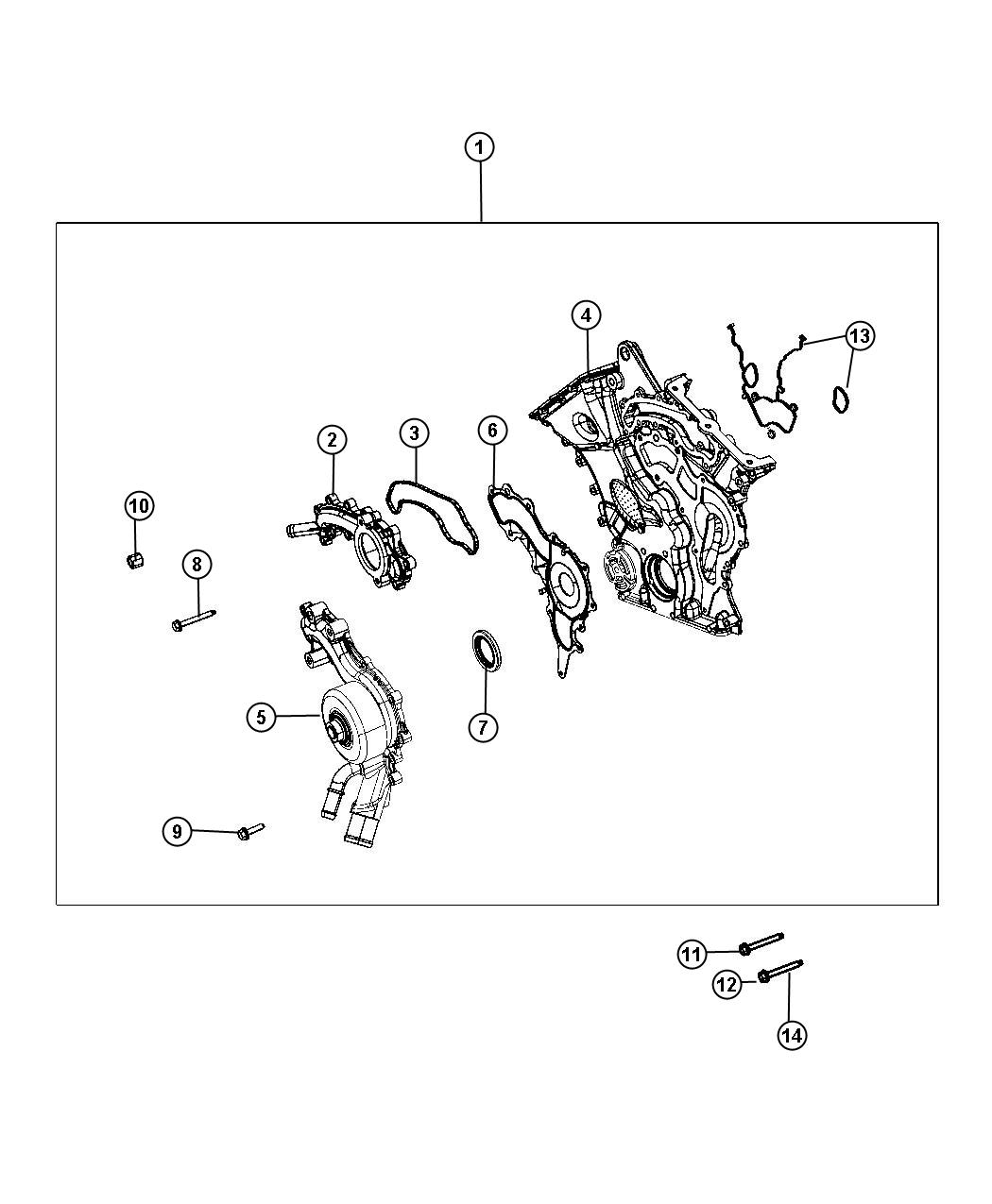 Diagram Timing Case Cover 3.6L [3.6L Mid V6 Engine]. for your 1999 Chrysler 300 M  