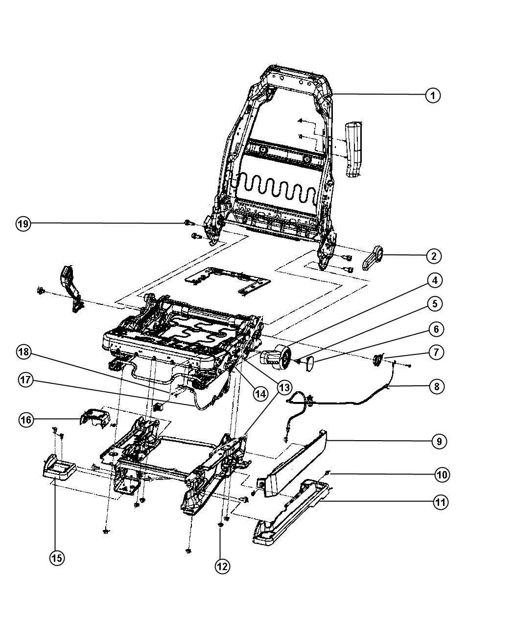 Diagram Adjusters, Recliners and Shields - Driver Seat - 72 Body. for your Jeep