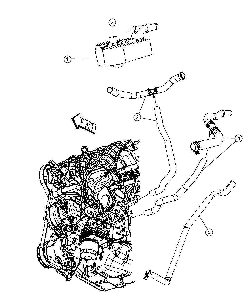 Diagram Engine Oil Cooler And Hoses/Tubes 2.4L [2.4L I4 DOHC 16V DUAL VVT ENGINE]. for your Dodge Avenger  