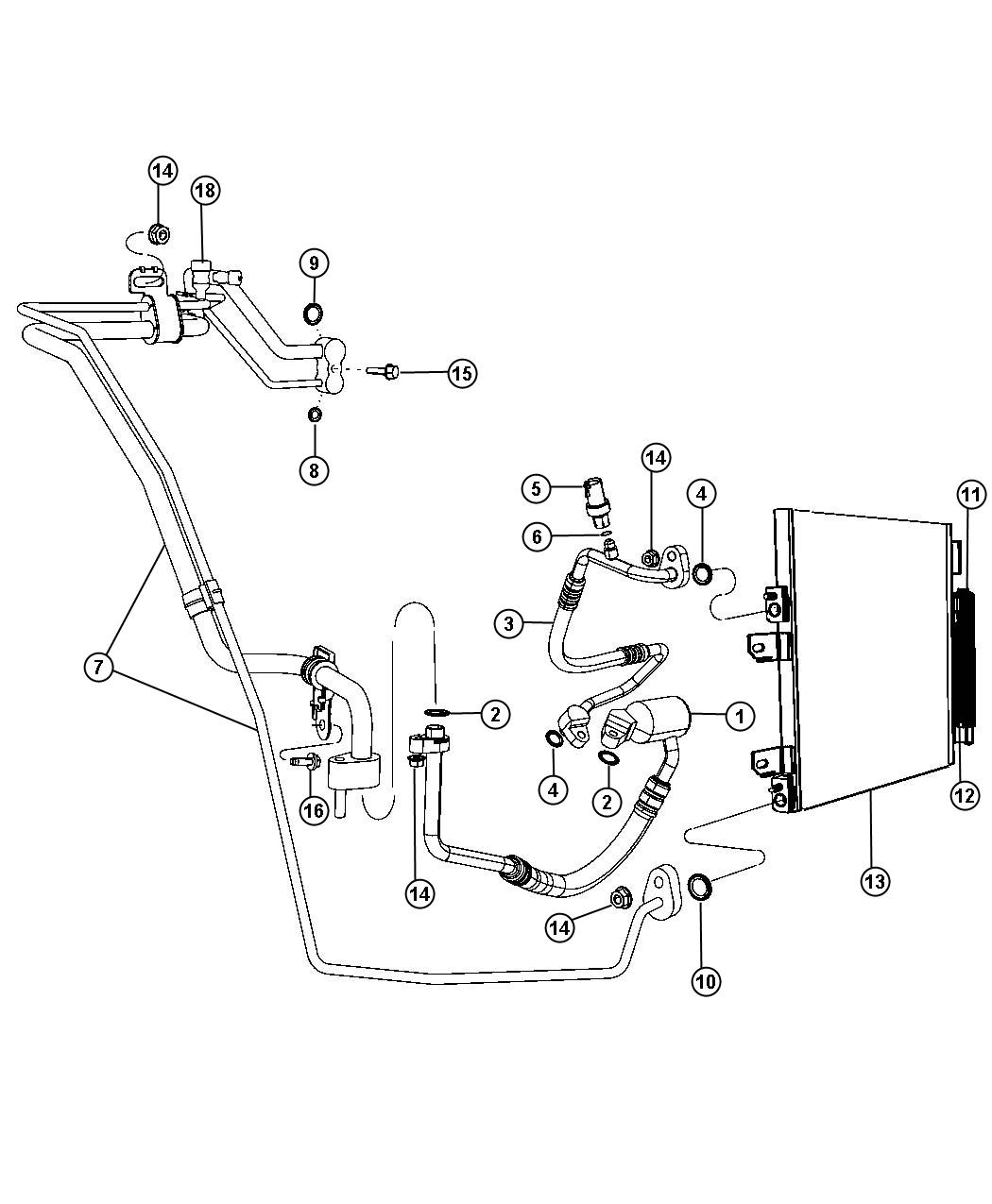 Diagram A/C Plumbing 2.0L [2.0L 4 Cyl DOHC 16V Dual VVT Engine] 2.4L [ED3. for your Jeep Wrangler  