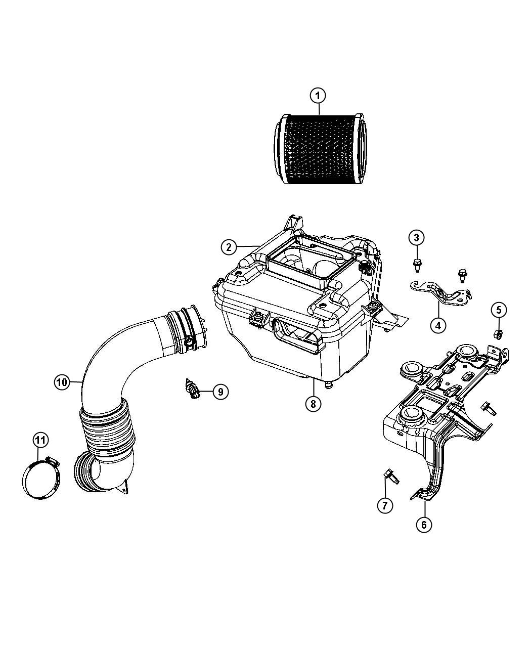 Diagram Air Cleaner, 2.0L [2.0L 4 Cyl DOHC 16V Dual VVT Engine], 2.4L [2.4L I4 DOHC 16V DUAL VVT ENGINE]. for your Jeep