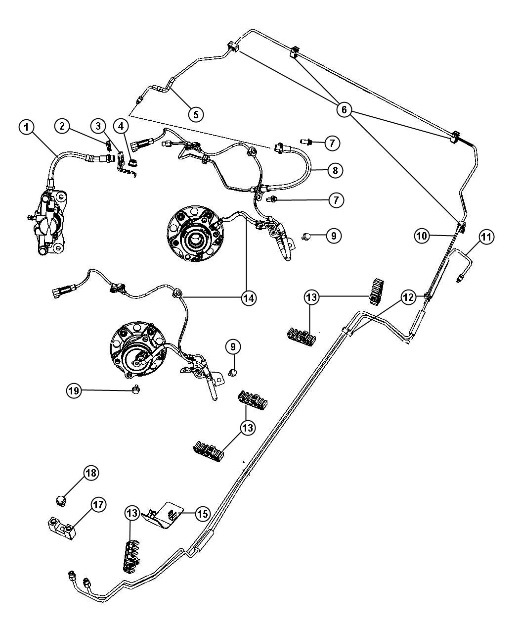 Diagram Brake Tubes,Rear. for your Jeep