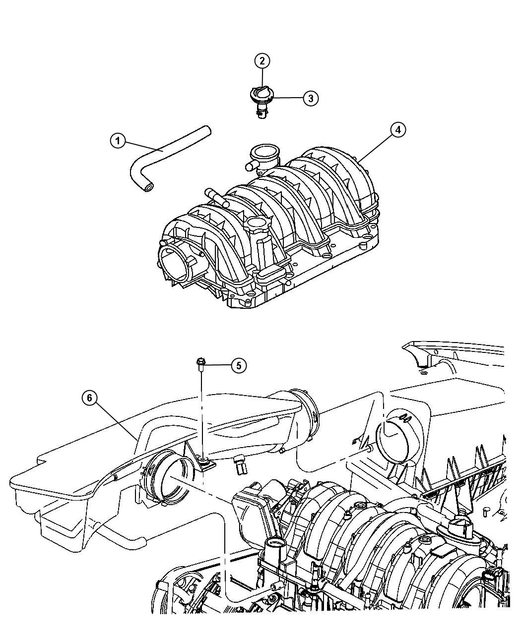 Diagram Crankcase Ventilation 5.7L [5.7L V8 HEMI MDS VCT Engine]. for your Dodge Durango  