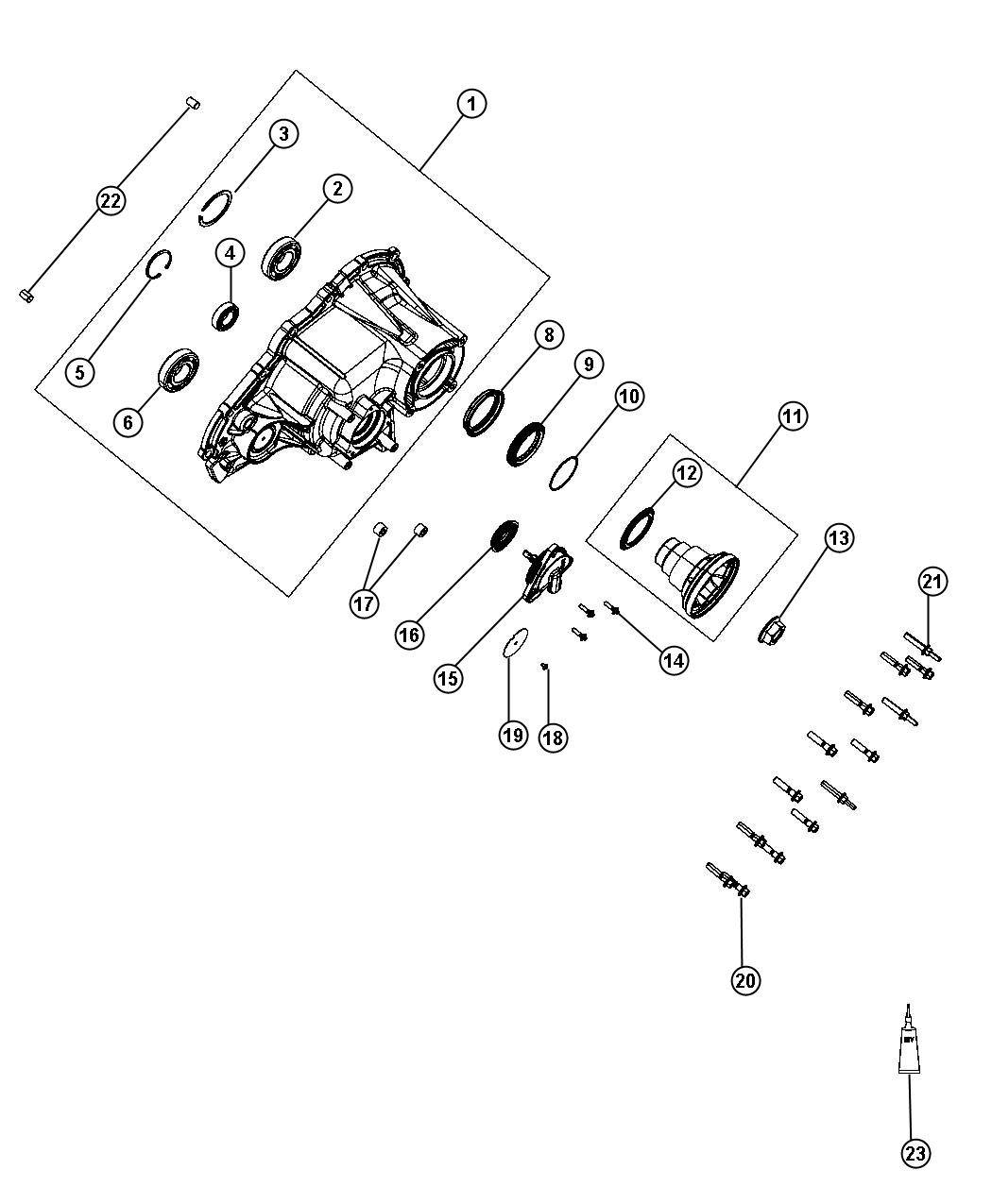Diagram Rear Case Half And Extension MP3023. for your 2008 Dodge Ram 1500   