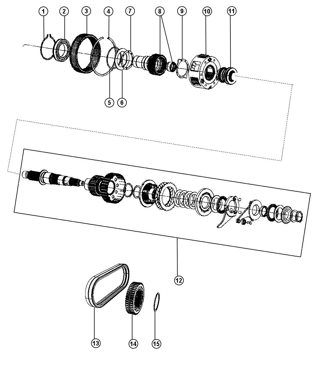 Diagram Transfer Case Gear Train MP3023. for your Dodge Durango  