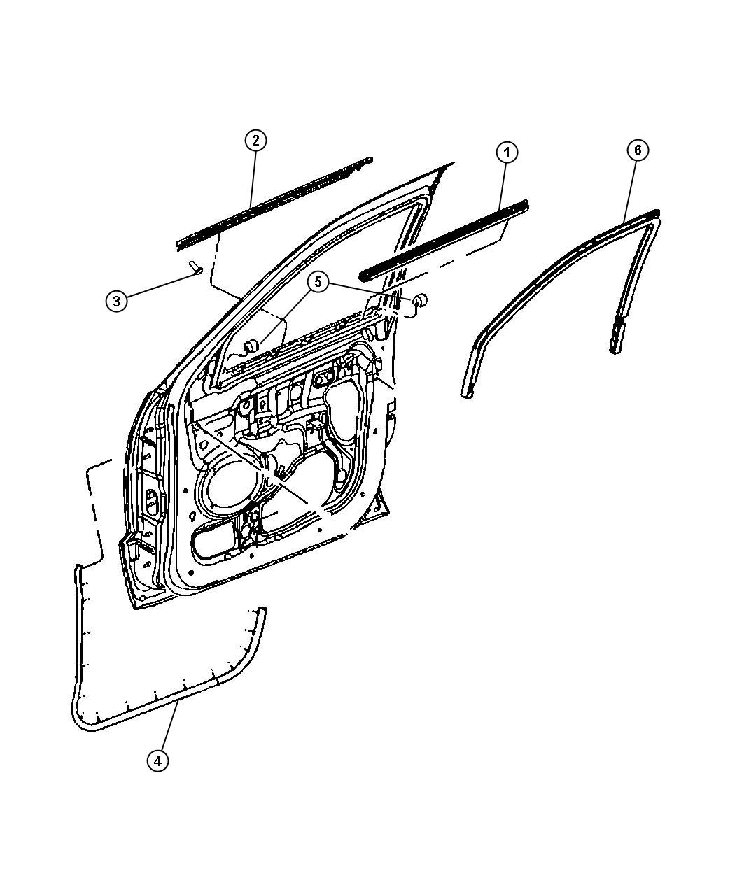 Diagram Weatherstrips, Front Door. for your Chrysler 300  M