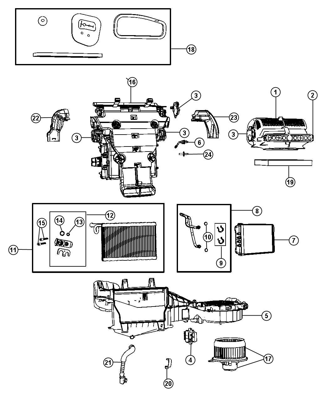 Diagram A/C and Heater Unit. for your 2017 Jeep Wrangler   