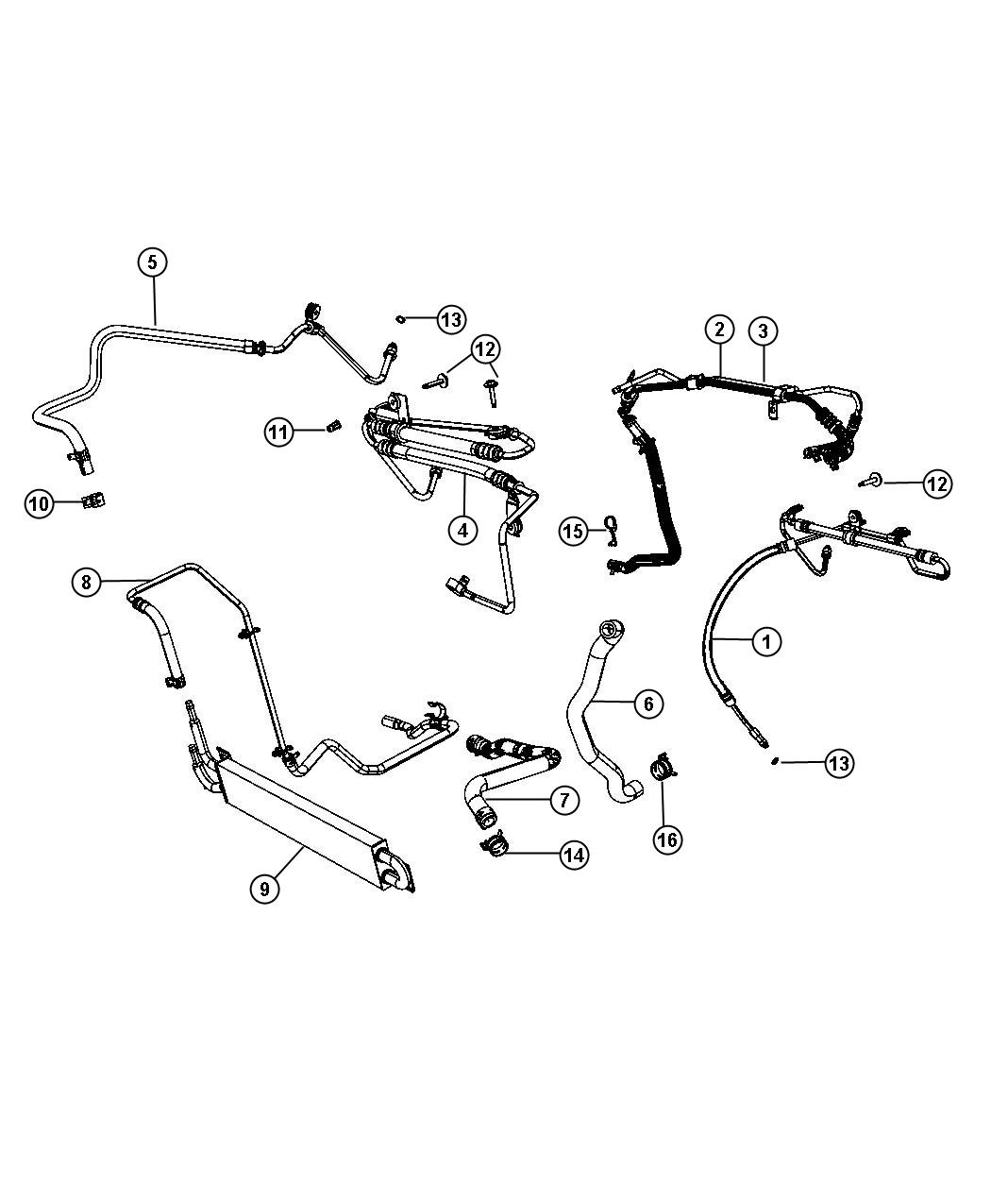 Power Steering Hoses. Diagram