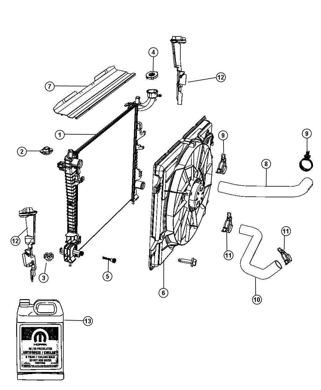 Diagram Radiator and Related Parts Gas. for your 2004 Chrysler 300  M 