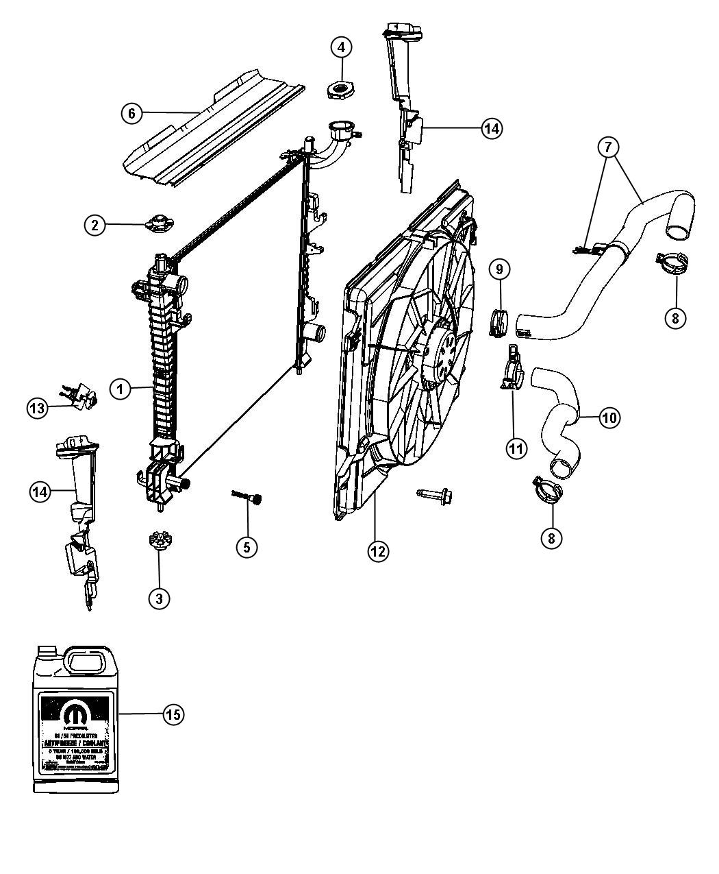 Diagram Radiator and Related Parts Gas. for your 2004 Chrysler 300  M 